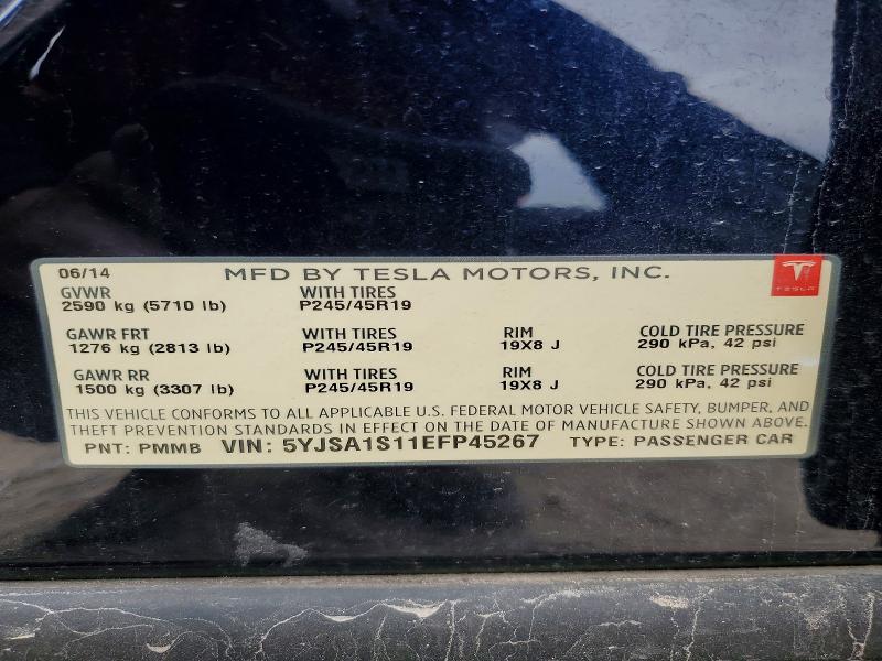 Продажа на аукционе авто 2014 Tesla Model S, vin: 5YJSA1S11EFP45267, номер лота: 75492585
