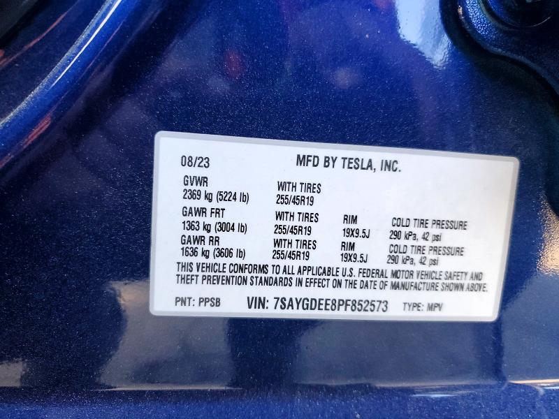 75504885 :رقم المزاد ، 7SAYGDEE8PF852573 vin ، 2023 Tesla Model Y مزاد بيع