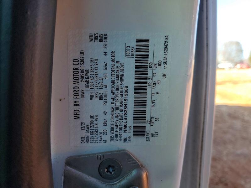 2022 Ford Transit Connect მანქანა იყიდება აუქციონზე, vin: NM0LS7S28N1519889, აუქციონის ნომერი: 79492085