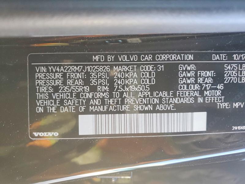 74808285 :رقم المزاد ، YV4A22RM7J1025826 vin ، 2018 Volvo Xc60 مزاد بيع