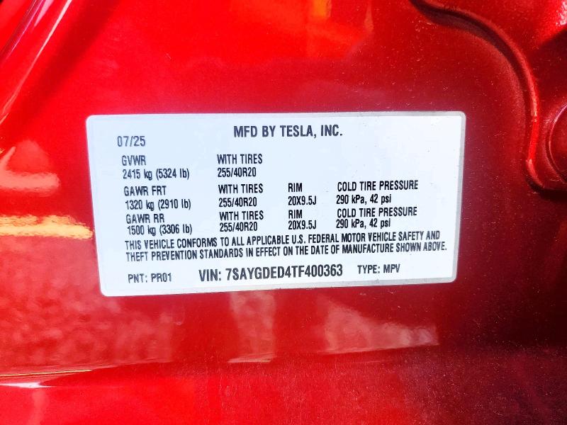2026 Tesla Model Y მანქანა იყიდება აუქციონზე, vin: 7SAYGDED4TF400363, აუქციონის ნომერი: 99803865