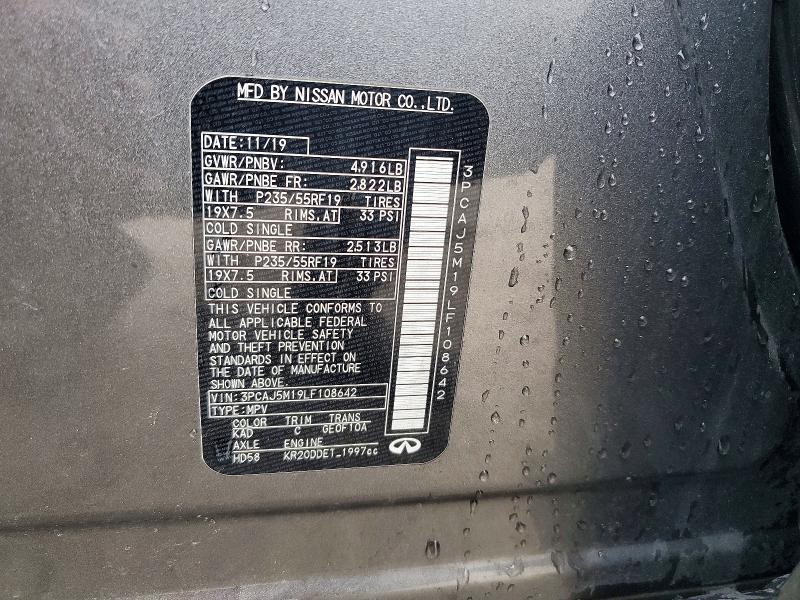 Aukcja sprzedaży 2020 Infiniti Qx50, vin: 3PCAJ5M19LF108642, numer aukcji: 74493015