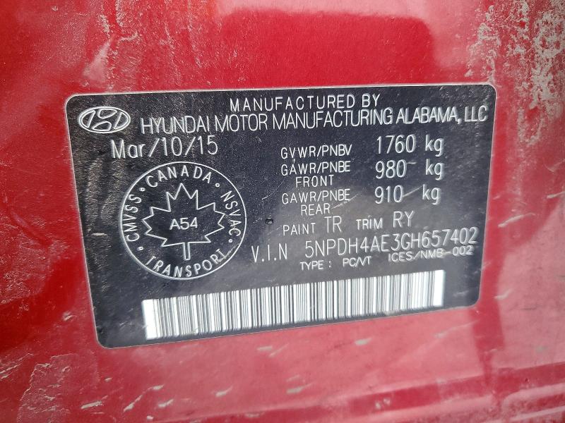 Aukcja sprzedaży 2016 Hyundai Elantra, vin: 5NPDH4AE3GH657402, numer aukcji: 98696545