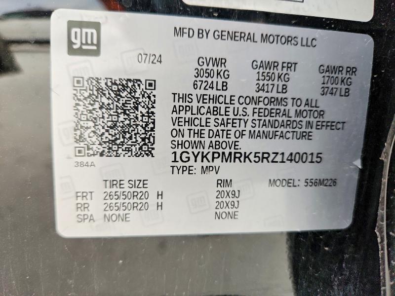 Aukcja sprzedaży 2024 Cadillac Lyriq, vin: 1GYKPMRK5RZ140015, numer aukcji: 99231085