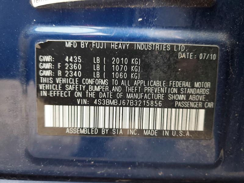 Aukcja sprzedaży 2011 Subaru Legacy, vin: 4S3BMBJ67B3215856, numer aukcji: 97094865