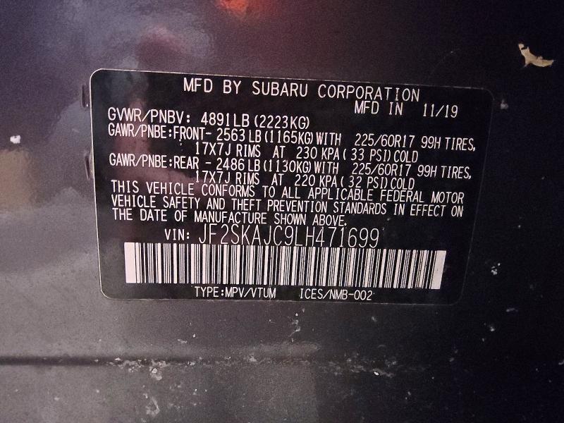 Продаж на аукціоні авто 2020 Subaru Forester, vin: JF2SKAJC9LH471699, номер лоту: 75013365