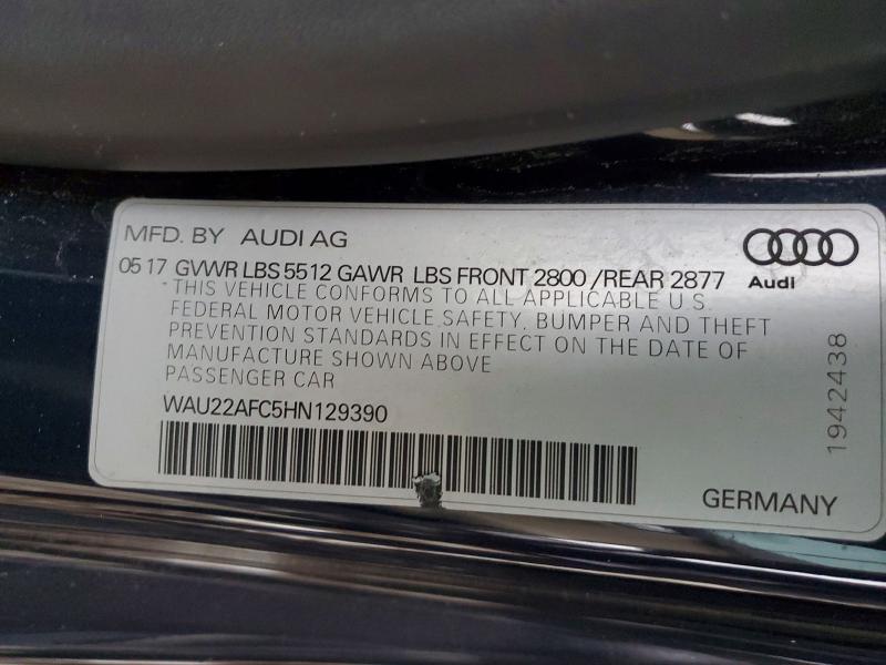 Продаж на аукціоні авто 2017 Audi A7, vin: WAU22AFC5HN129390, номер лоту: 72673045