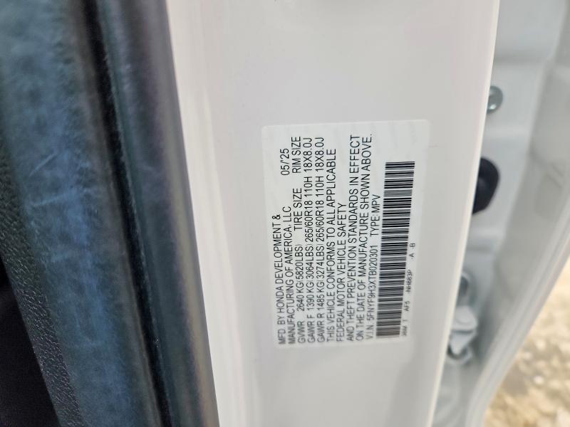 72820005 :رقم المزاد ، 5FNYF9H3XTB020301 vin ، 2026 Honda Passport مزاد بيع
