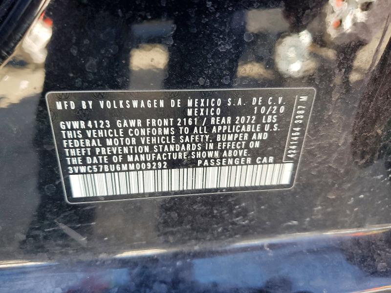 2021 Volkswagen Jetta მანქანა იყიდება აუქციონზე, vin: 3VWC57BU6MM009292, აუქციონის ნომერი: 72894495