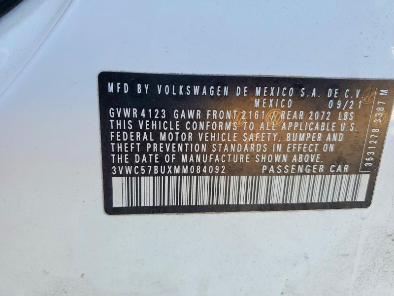 Продажа на аукционе авто 2021 Volkswagen Jetta, vin: 3VWC57BUXMM084092, номер лота: 97634705