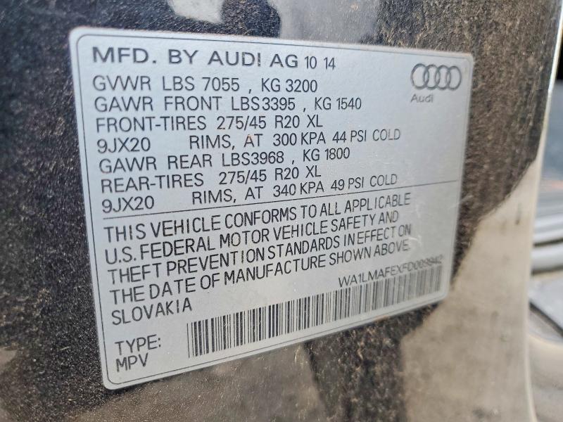 Продажа на аукционе авто 2015 Audi Q7, vin: WA1LMAFEXFD009942, номер лота: 98879725
