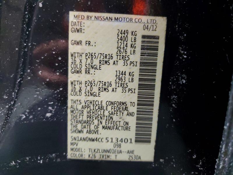Продаж на аукціоні авто 2012 Nissan Xterra, vin: 5N1AN0NW4CC513401, номер лоту: 74774165