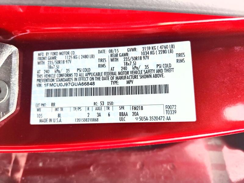 Aukcja sprzedaży 2016 Ford Escape, vin: 1FMCU0J97GUA66848, numer aukcji: 73977685