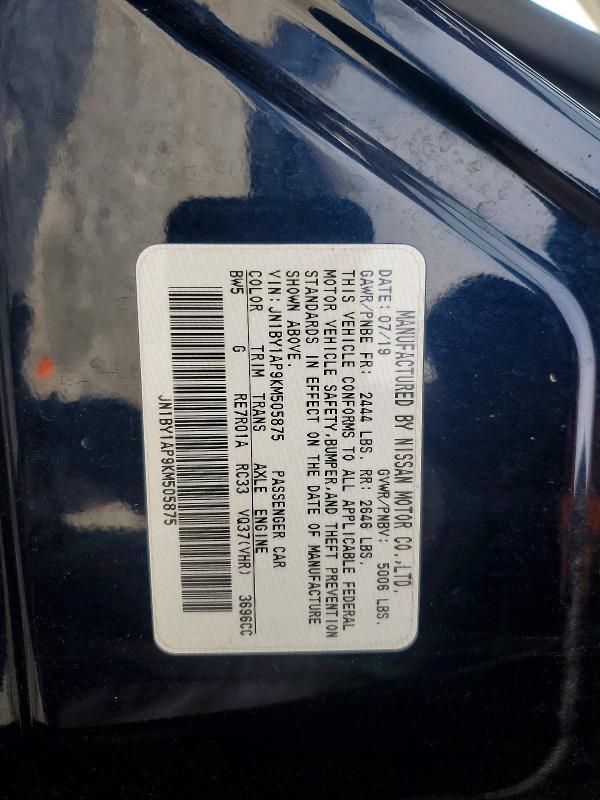 Продажа на аукционе авто 2019 Infiniti Q70, vin: JN1BY1AP9KM505875, номер лота: 74624525