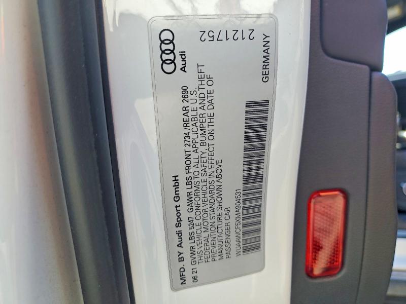 Aukcja sprzedaży 2021 Audi Rs5, vin: WUAAWCF5XMA904531, numer aukcji: 97923475
