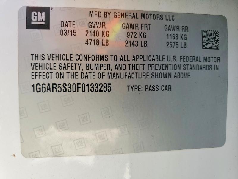2015 Cadillac Cts მანქანა იყიდება აუქციონზე, vin: 1G6AR5S30F0133285, აუქციონის ნომერი: 73320375
