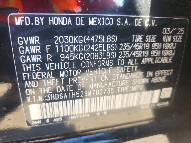 Aukcja sprzedaży 2025 Acura Adx, vin: 3HDSA1H52SM702735, numer aukcji: 74867545