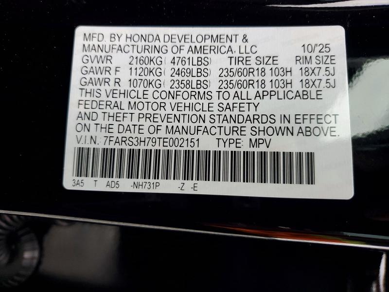 2026 Honda Cr-v მანქანა იყიდება აუქციონზე, vin: 7FARS3H79TE002151, აუქციონის ნომერი: 73451235