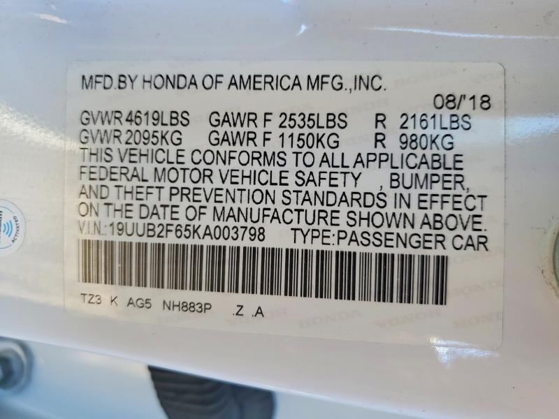 2019 Acura Tlx Techno მანქანა იყიდება აუქციონზე, vin: 19UUB2F65KA003798, აუქციონის ნომერი: 72369625