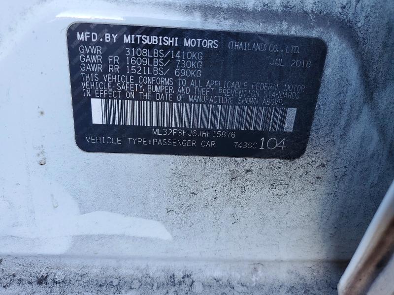 73183005 :رقم المزاد ، ML32F3FJ6JHF15876 vin ، 2018 Mitsubishi Mirage مزاد بيع