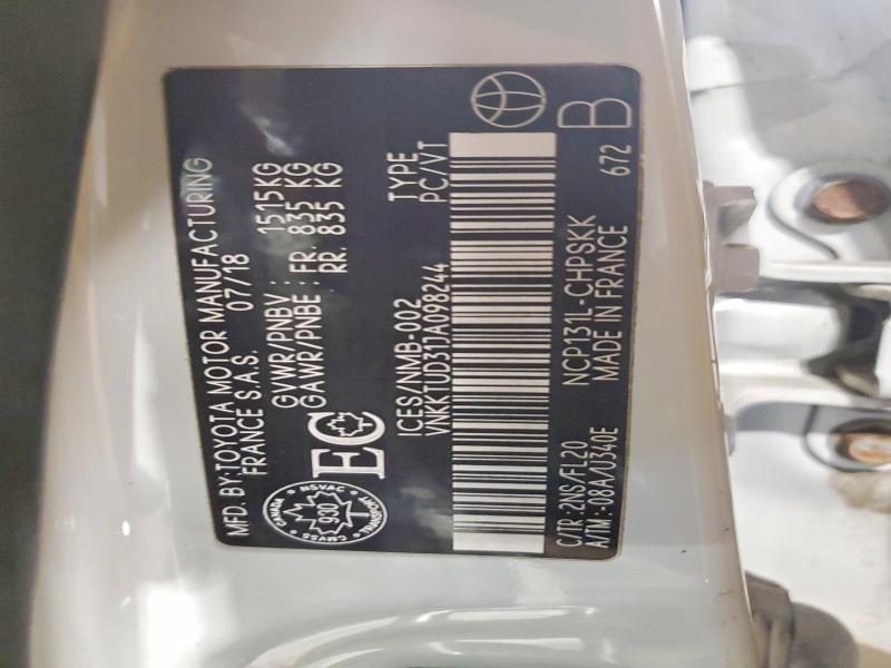 73277355 :رقم المزاد ، VNKKTUD31JA098244 vin ، 2018 Toyota Yaris مزاد بيع