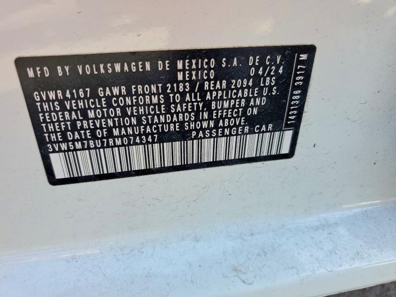 Aukcja sprzedaży 2024 Volkswagen Jetta S, vin: 3VW5M7BU7RM074347, numer aukcji: 72645205