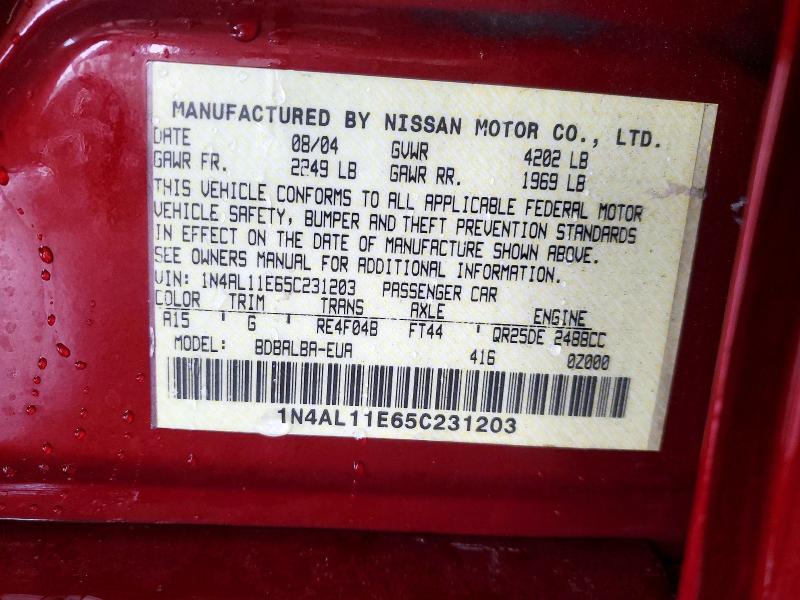 Продажа на аукционе авто 2005 Nissan Altima, vin: 1N4AL11E65C231203, номер лота: 73459365