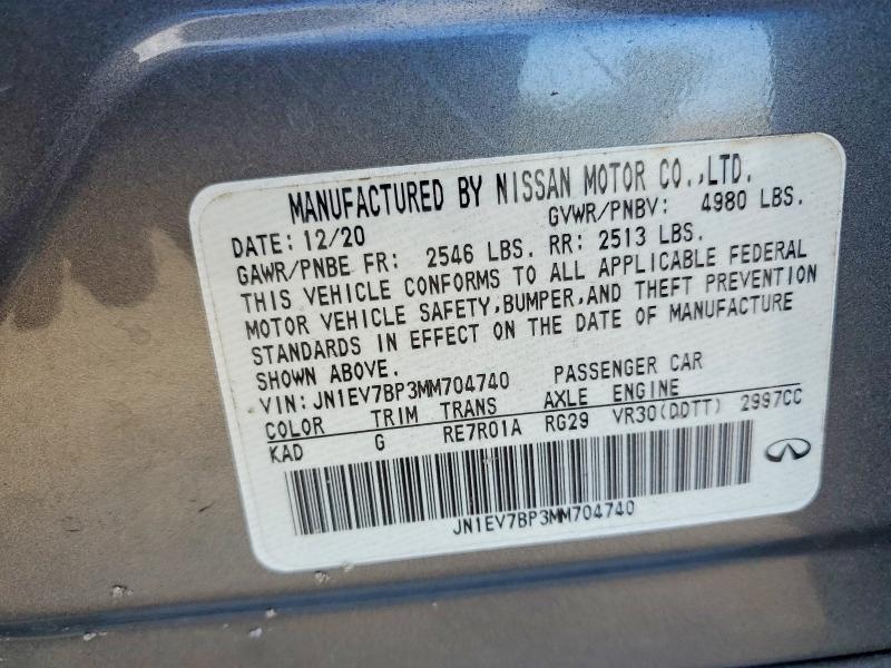 Продажа на аукционе авто 2021 Infiniti Q50, vin: JN1EV7BP3MM704740, номер лота: 75156945
