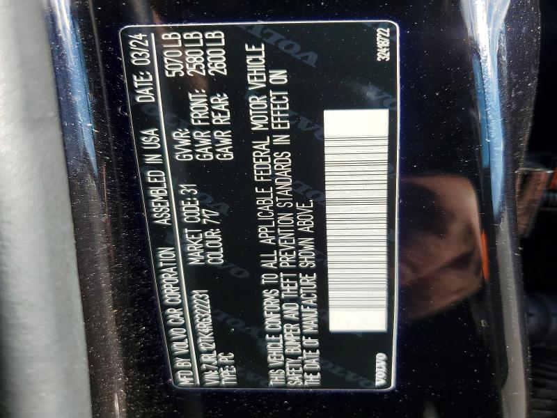 99313035 :رقم المزاد ، 7JRL12TK4RG322231 vin ، 2024 Volvo S60 Core مزاد بيع