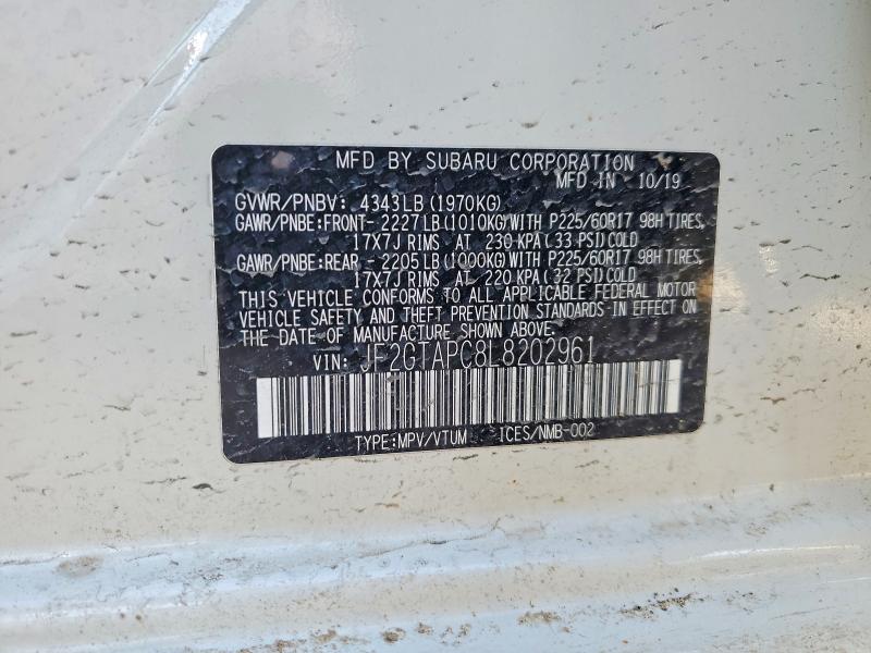 Продажа на аукционе авто 2020 Subaru Crosstrek, vin: JF2GTAPC8L8202961, номер лота: 99803005