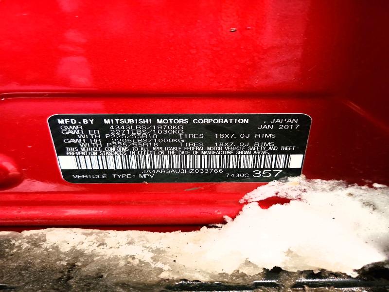 74562805 :رقم المزاد ، JA4AR3AU3HZ033766 vin ، 2017 Mitsubishi Outlander Sport مزاد بيع