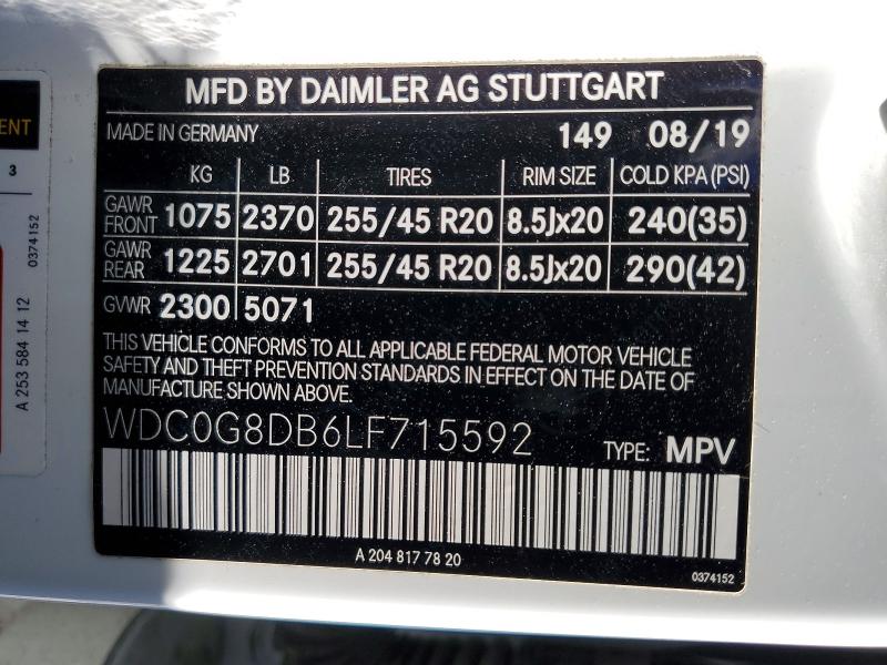 Aukcja sprzedaży 2020 Mercedes-benz Glc, vin: WDC0G8DB6LF715592, numer aukcji: 73607435