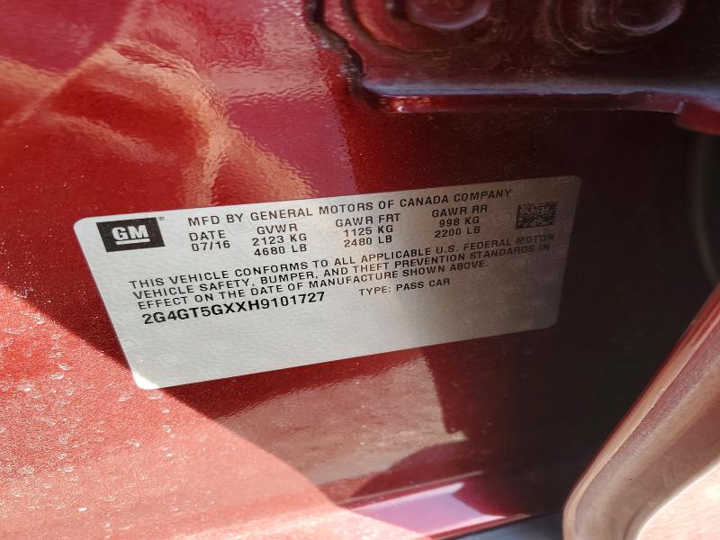 Продаж на аукціоні авто 2017 Buick Regal, vin: 2G4GT5GXXH9101727, номер лоту: 74389275