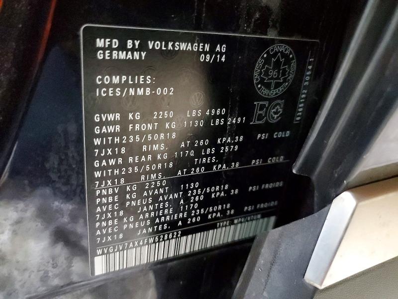 96395035 :رقم المزاد ، WVGJV7AX4FW528622 vin ، 2015 Volkswagen Tiguan مزاد بيع