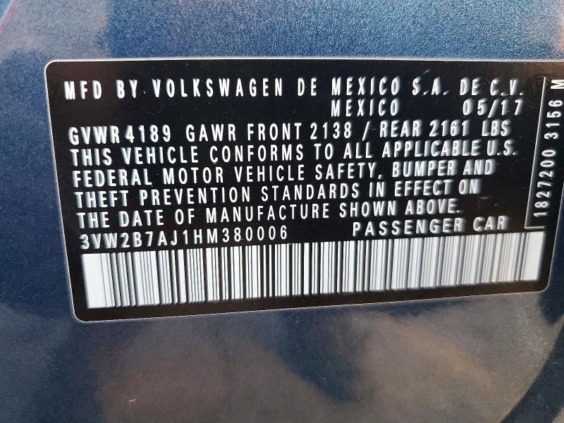 Продаж на аукціоні авто 2017 Volkswagen Jetta, vin: 3VW2B7AJ1HM380006, номер лоту: 73486215