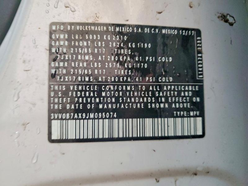 74414265 :رقم المزاد ، 3VV0B7AX9JM095074 vin ، 2018 Volkswagen Tiguan مزاد بيع