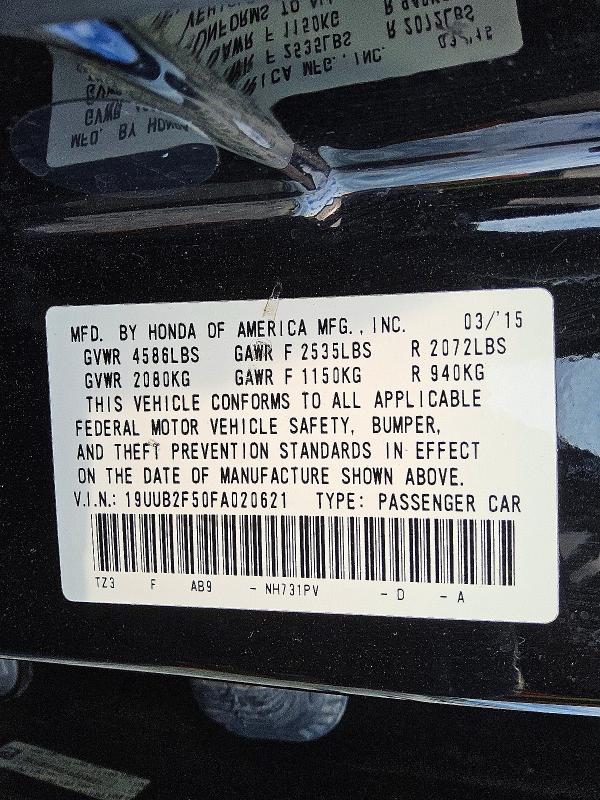 75296605 :رقم المزاد ، 19UUB2F50FA020621 vin ، 2015 Acura Tlx مزاد بيع