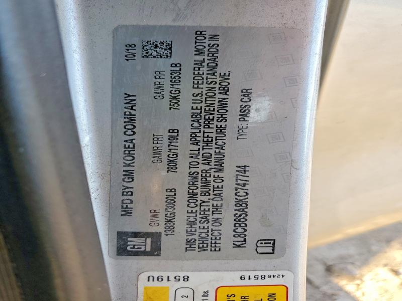 Продажа на аукционе авто 2019 Chevrolet Spark, vin: KL8CB6SA8KC747744, номер лота: 74804635