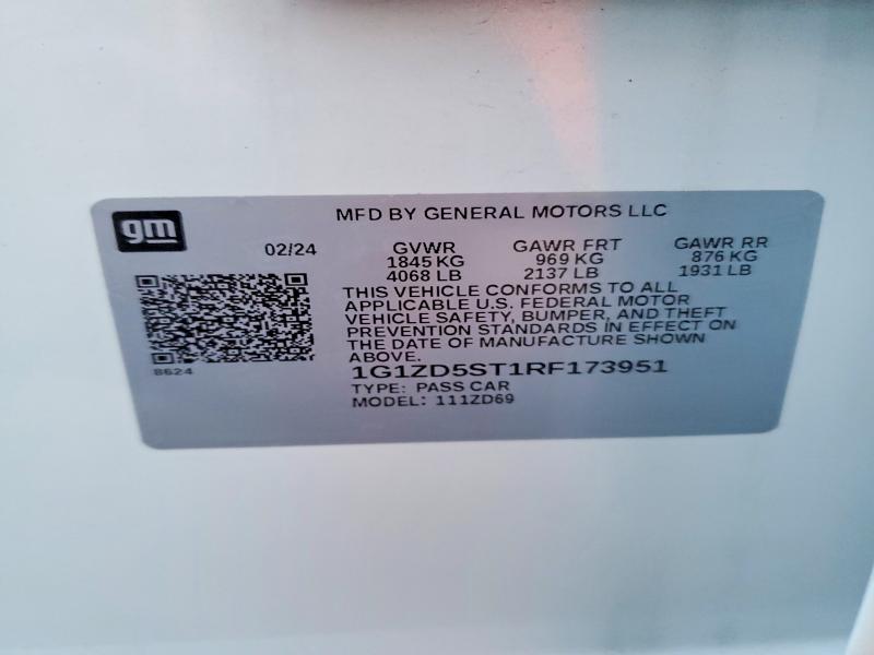 98149495 :رقم المزاد ، 1G1ZD5ST1RF173951 vin ، 2024 Chevrolet Malibu مزاد بيع