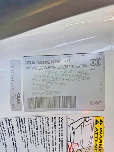 75574385 :رقم المزاد ، TRUSFAFK5F1000901 vin ، 2015 Audi Tt مزاد بيع