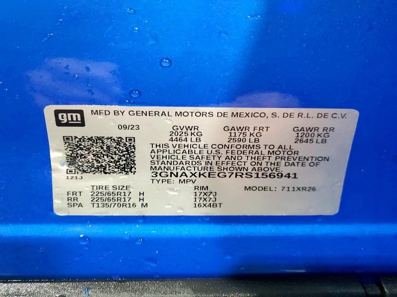 74272375 :رقم المزاد ، 3GNAXKEG7RS156941 vin ، 2024 Chevrolet Equinox مزاد بيع