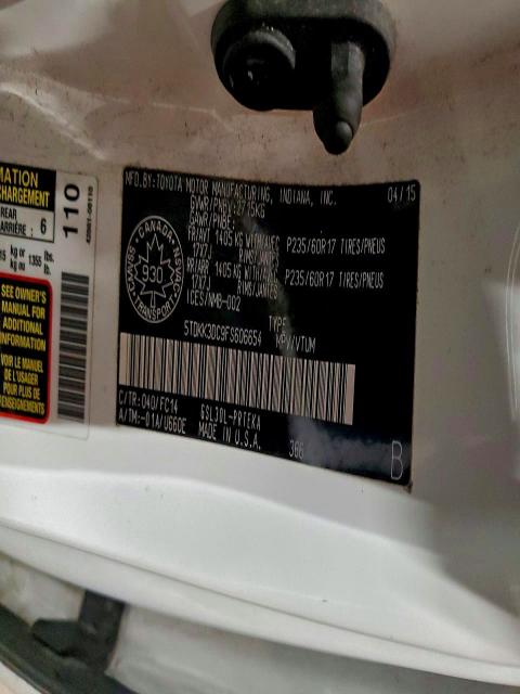 Aukcja sprzedaży 2015 Toyota Sienna, vin: 5TDKK3DC9FS606654, numer aukcji: 99431275