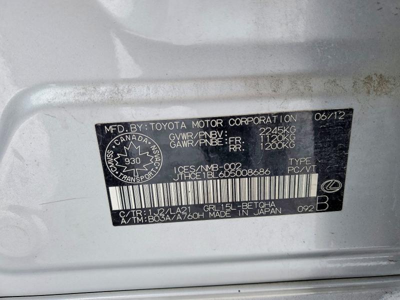 Продаж на аукціоні авто 2013 Lexus Gs, vin: JTHCE1BL6D5008686, номер лоту: 73749885
