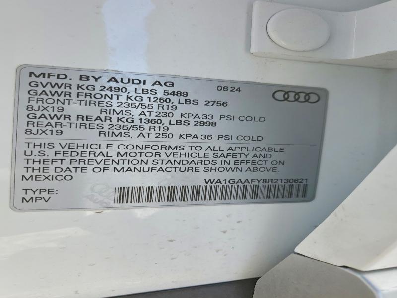 2024 Audi Q5 მანქანა იყიდება აუქციონზე, vin: WA1GAAFY8R2130621, აუქციონის ნომერი: 74851635