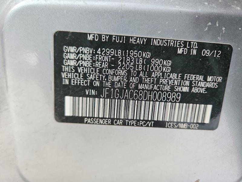 Aukcja sprzedaży 2013 Subaru Impreza, vin: JF1GJAC68DH008989, numer aukcji: 99719975