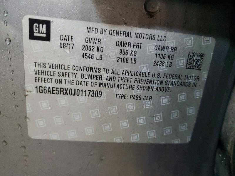 2018 Cadillac Ats მანქანა იყიდება აუქციონზე, vin: 1G6AE5RX0J0117309, აუქციონის ნომერი: 72937365