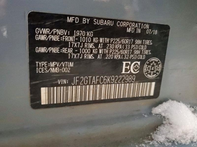 Продажа на аукционе авто 2019 Subaru Crosstrek, vin: JF2GTAFC6K9222989, номер лота: 72593335