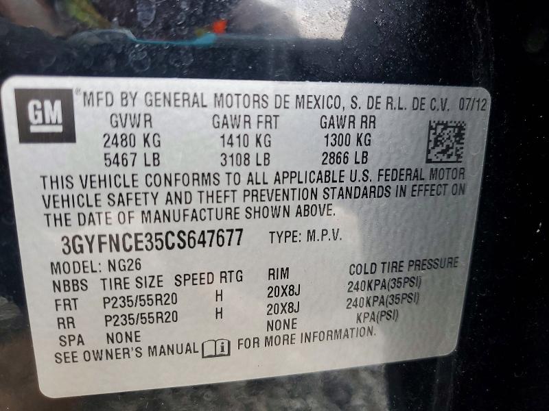 Aukcja sprzedaży 2012 Cadillac Srx Premiu, vin: 3GYFNCE35CS647677, numer aukcji: 72361825