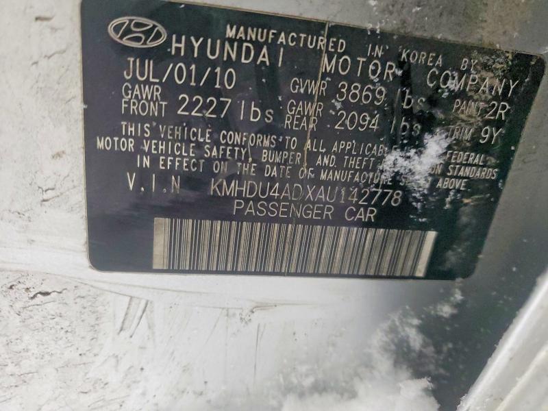 Продаж на аукціоні авто 2010 Hyundai Elantra, vin: KMHDU4ADXAU142778, номер лоту: 73886005