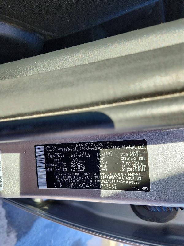 75253455 :رقم المزاد ، 5NMJACAE2PH232462 vin ، 2023 Hyundai Tucson مزاد بيع